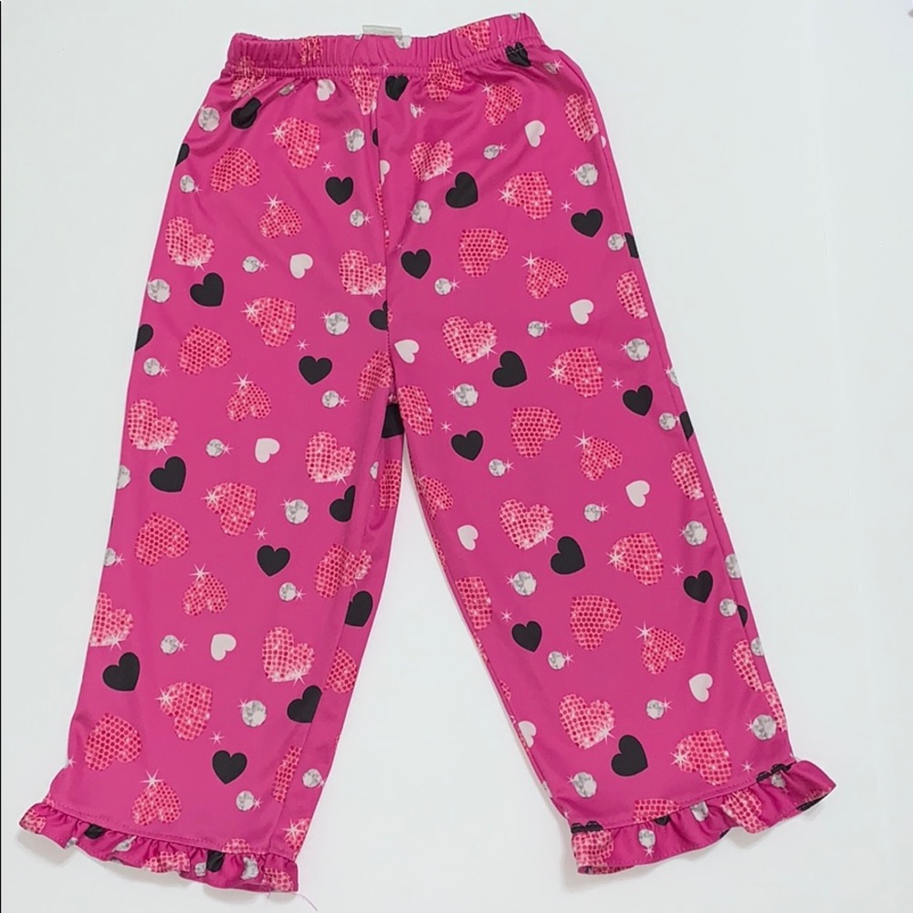 Girls Pajama pants,Pink with hearts, 3T